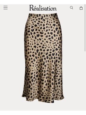 Realisation Par Leopard Print A-Line Midi Skirt - Brown/Black Ladies Small